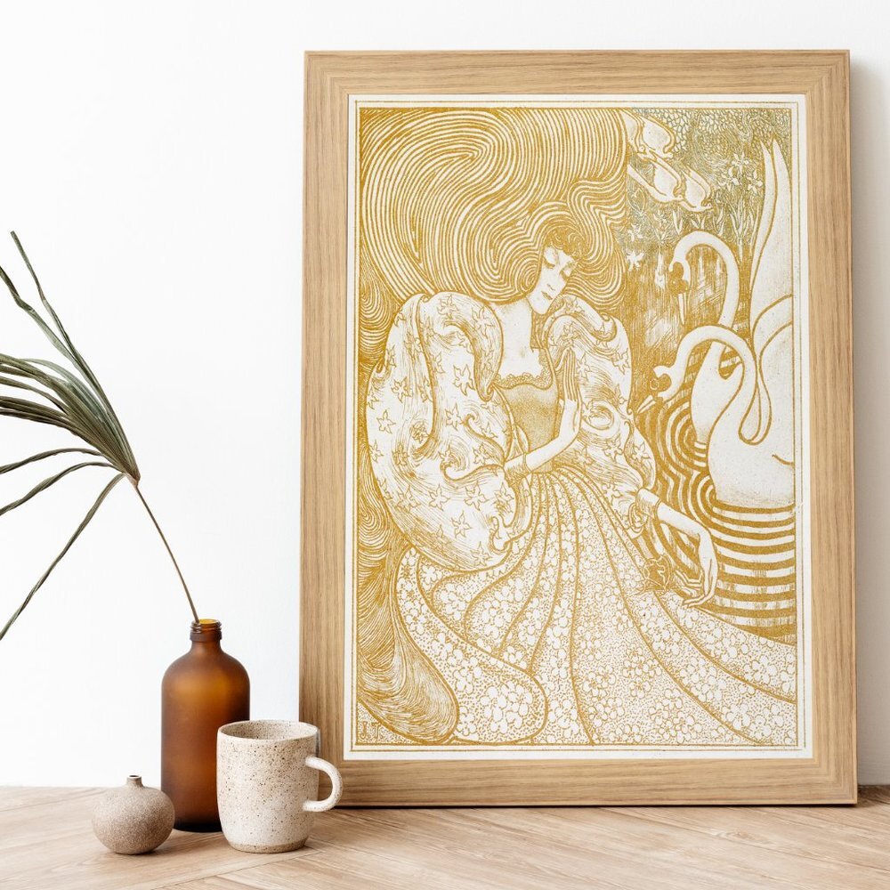 8.5 x 11" Jan Toorop Woman with a butterfly art print painting poster wall art